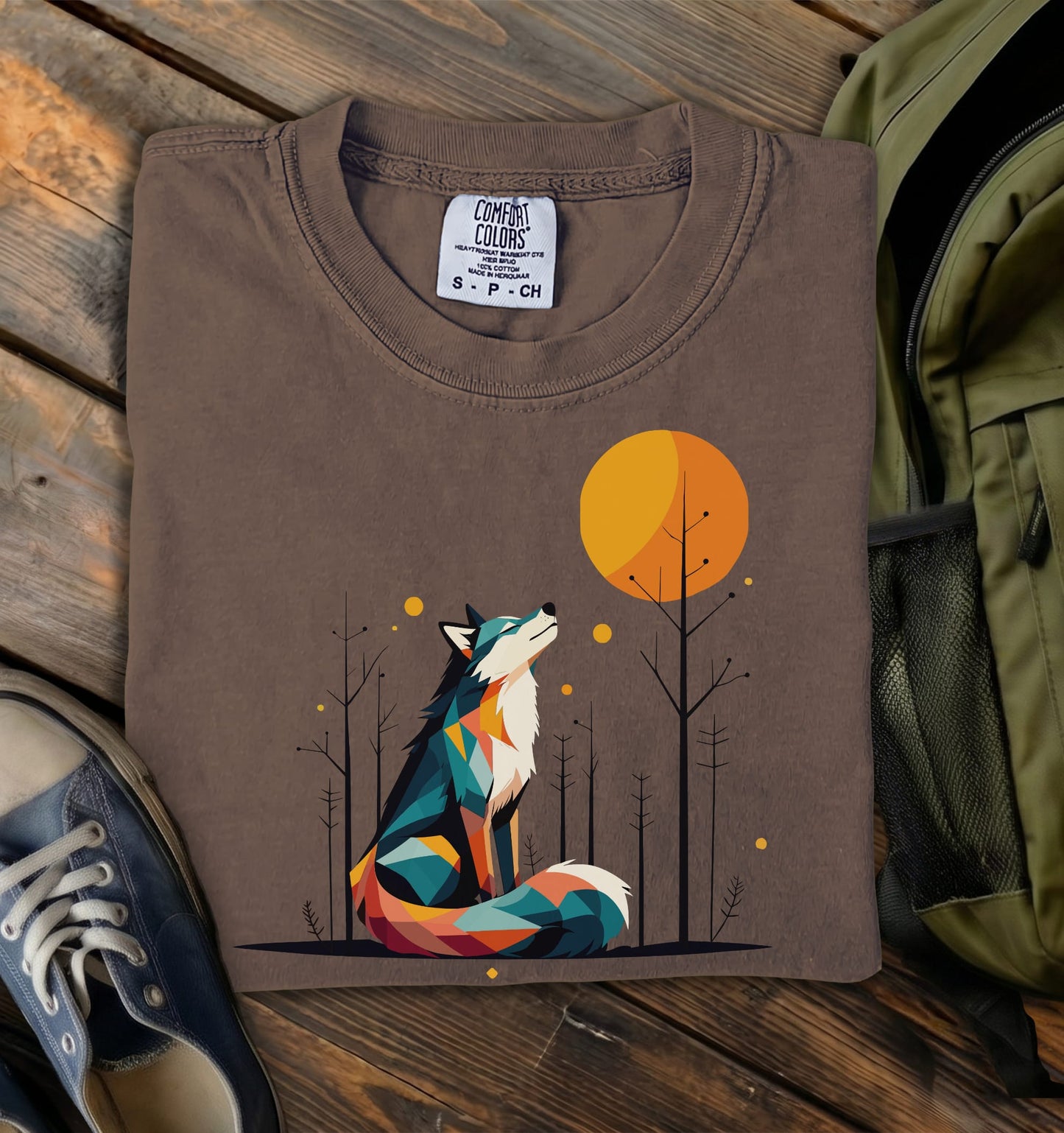 Geometric Wolf Comfort Colors T-Shirt
