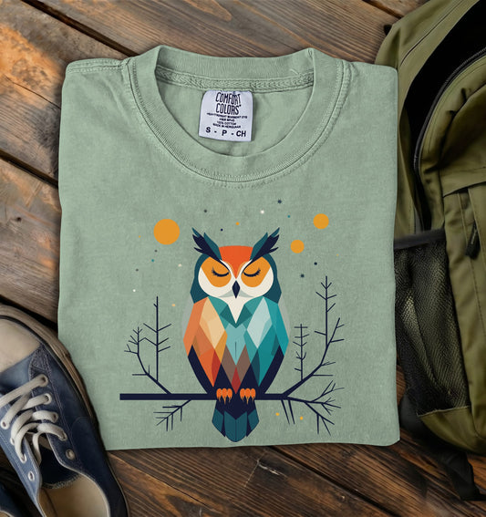 Geometric Owl Comfort Colors T-Shirt