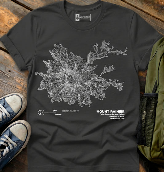 Mt Rainier Topographic T-Shirt