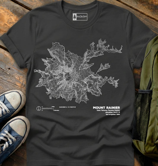 Mt Rainier Topographic T-Shirt