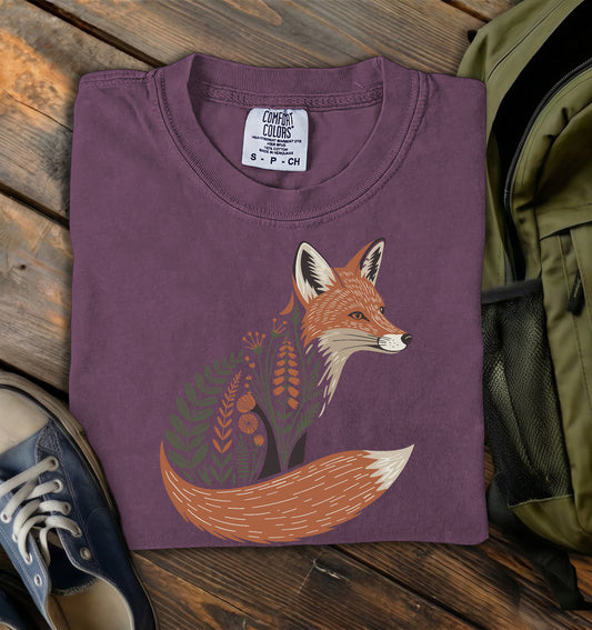 Floral Fox Comfort Colors T-Shirt