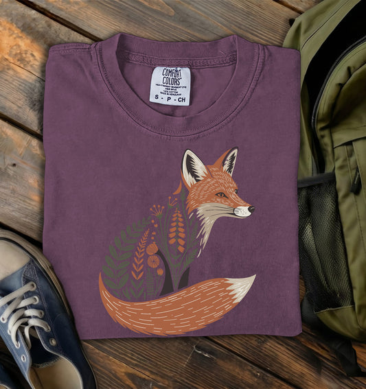 Floral Fox Comfort Colors T-Shirt