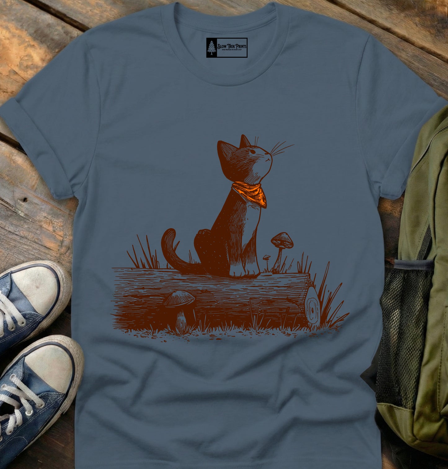 Cat & Log T-Shirt