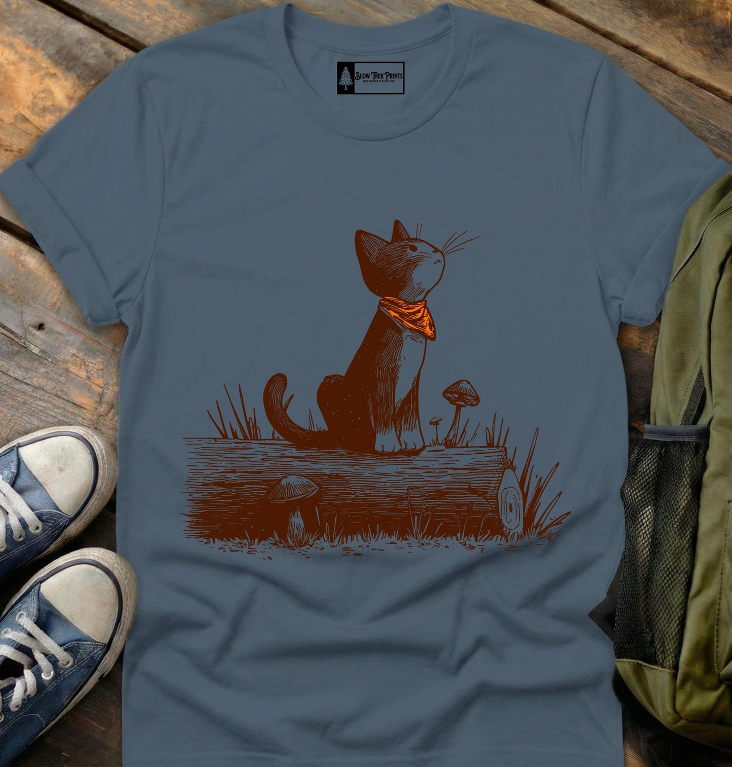 Cat & Log T-Shirt