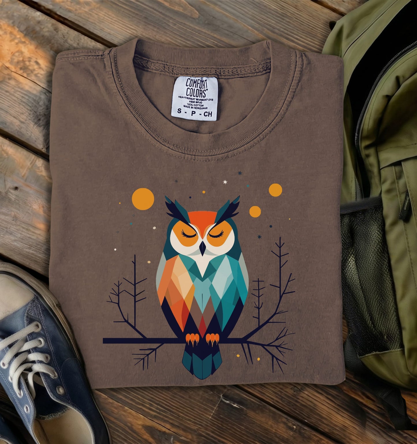 Geometric Owl Comfort Colors T-Shirt