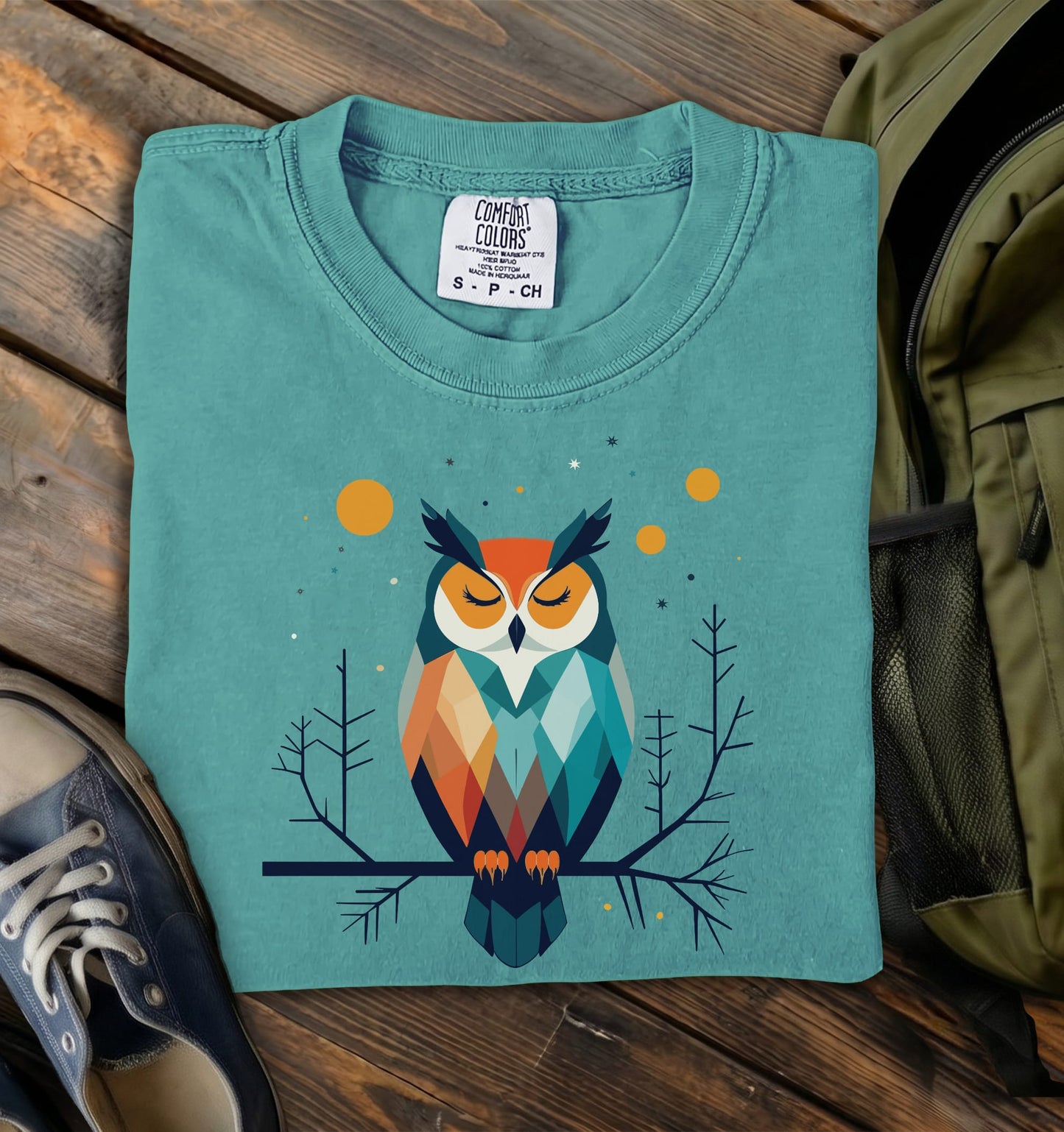 Geometric Owl Comfort Colors T-Shirt