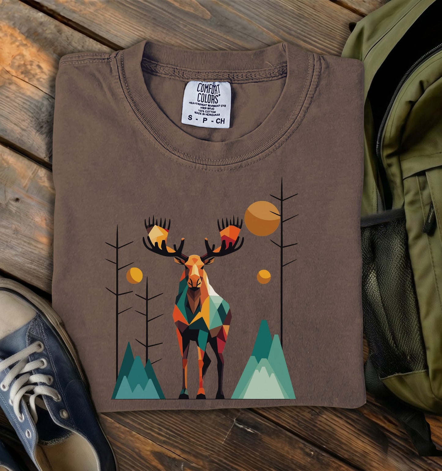 Geometric Moose Comfort Colors T-Shirt