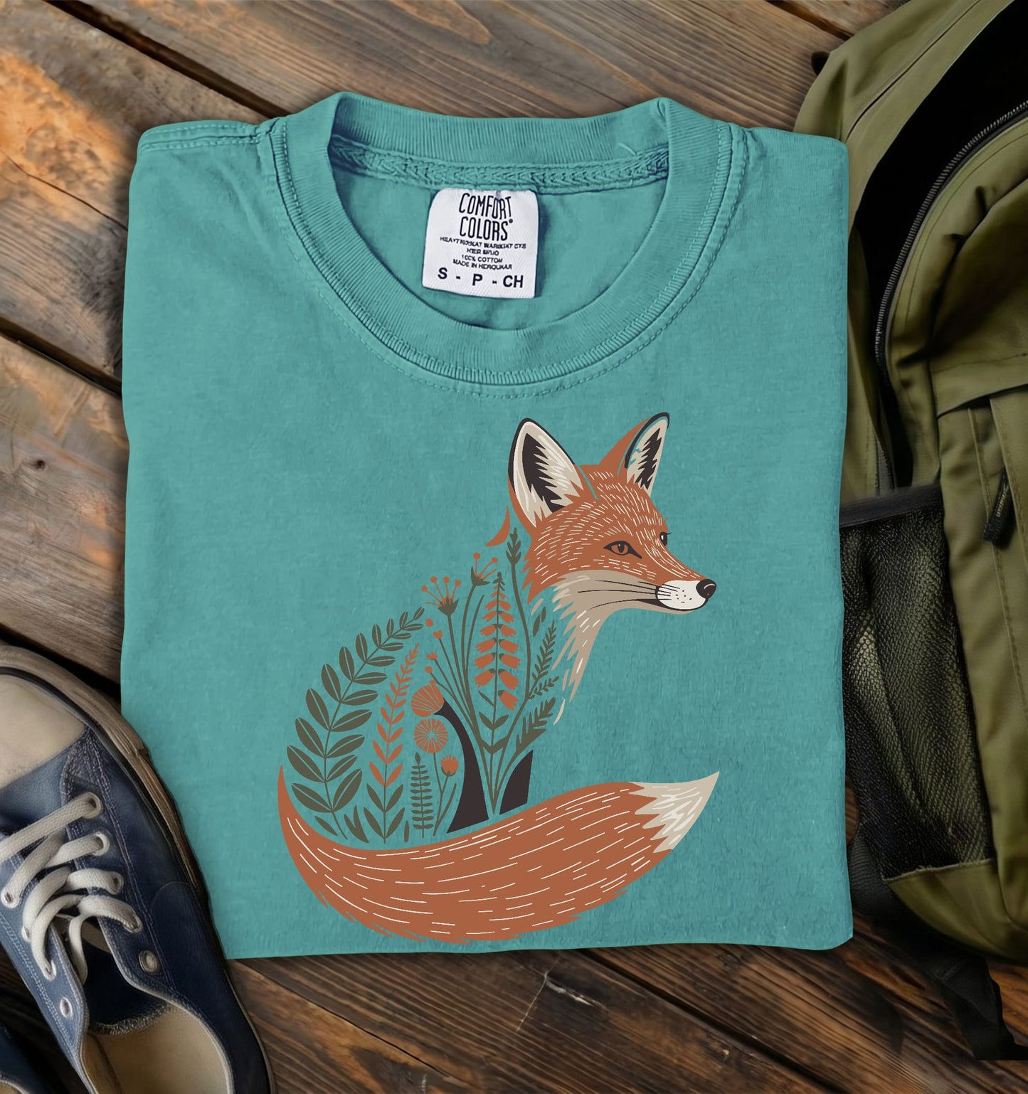 Floral Fox Comfort Colors T-Shirt