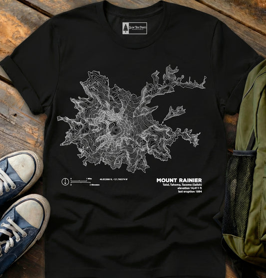 Mt Rainier Topographic T-Shirt