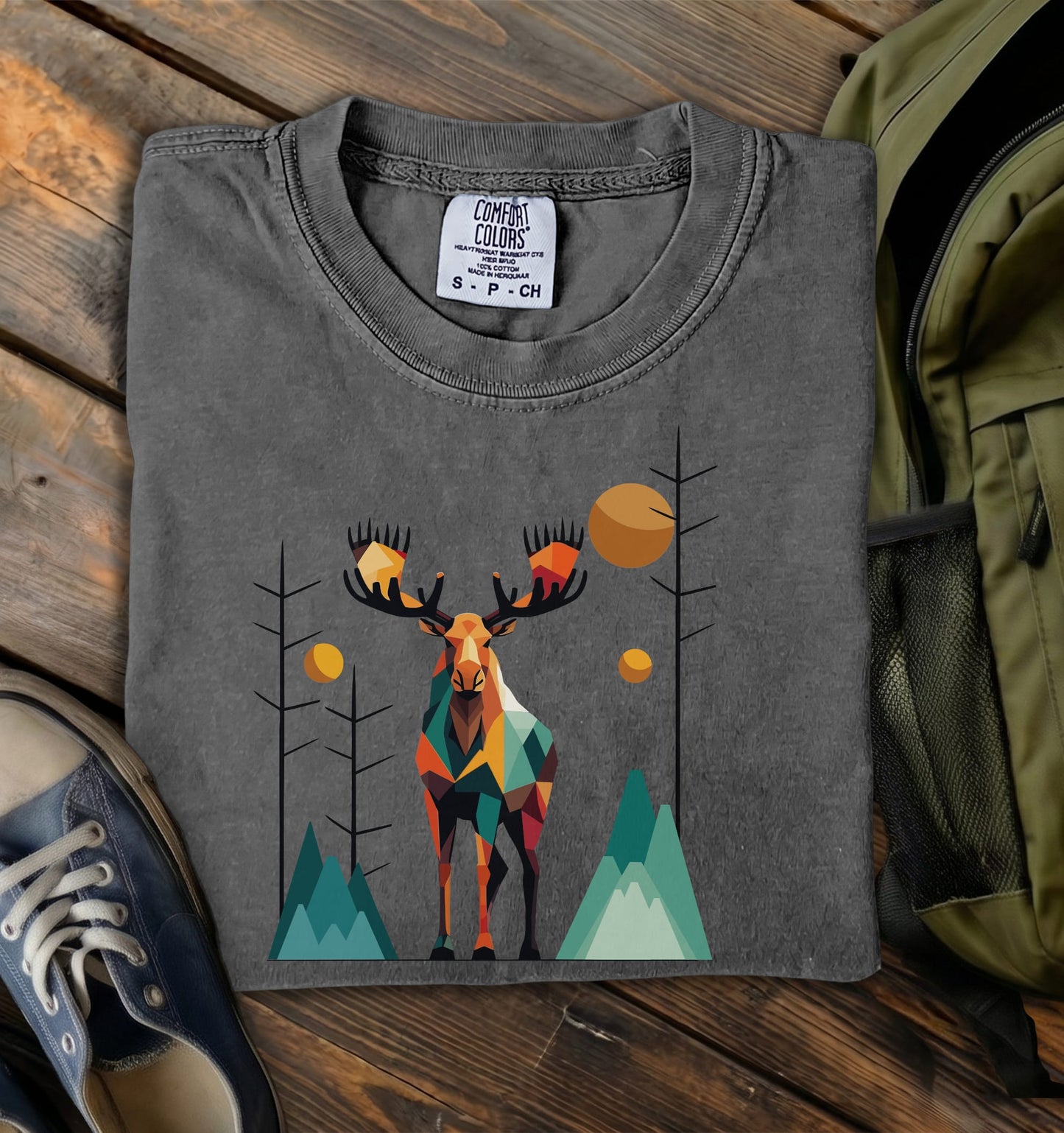 Geometric Moose Comfort Colors T-Shirt