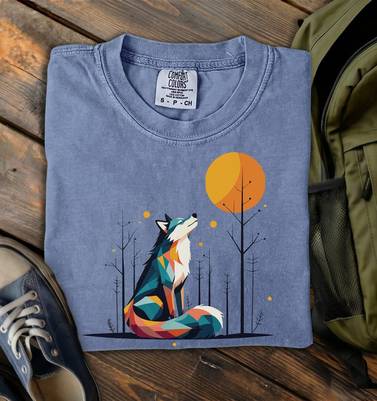 Geometric Wolf Comfort Colors T-Shirt