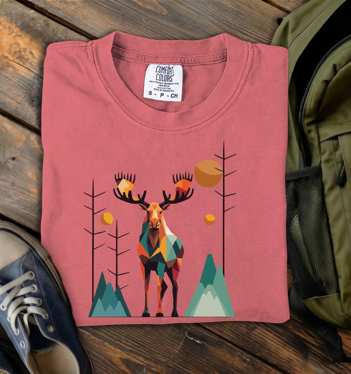 Geometric Moose Comfort Colors T-Shirt