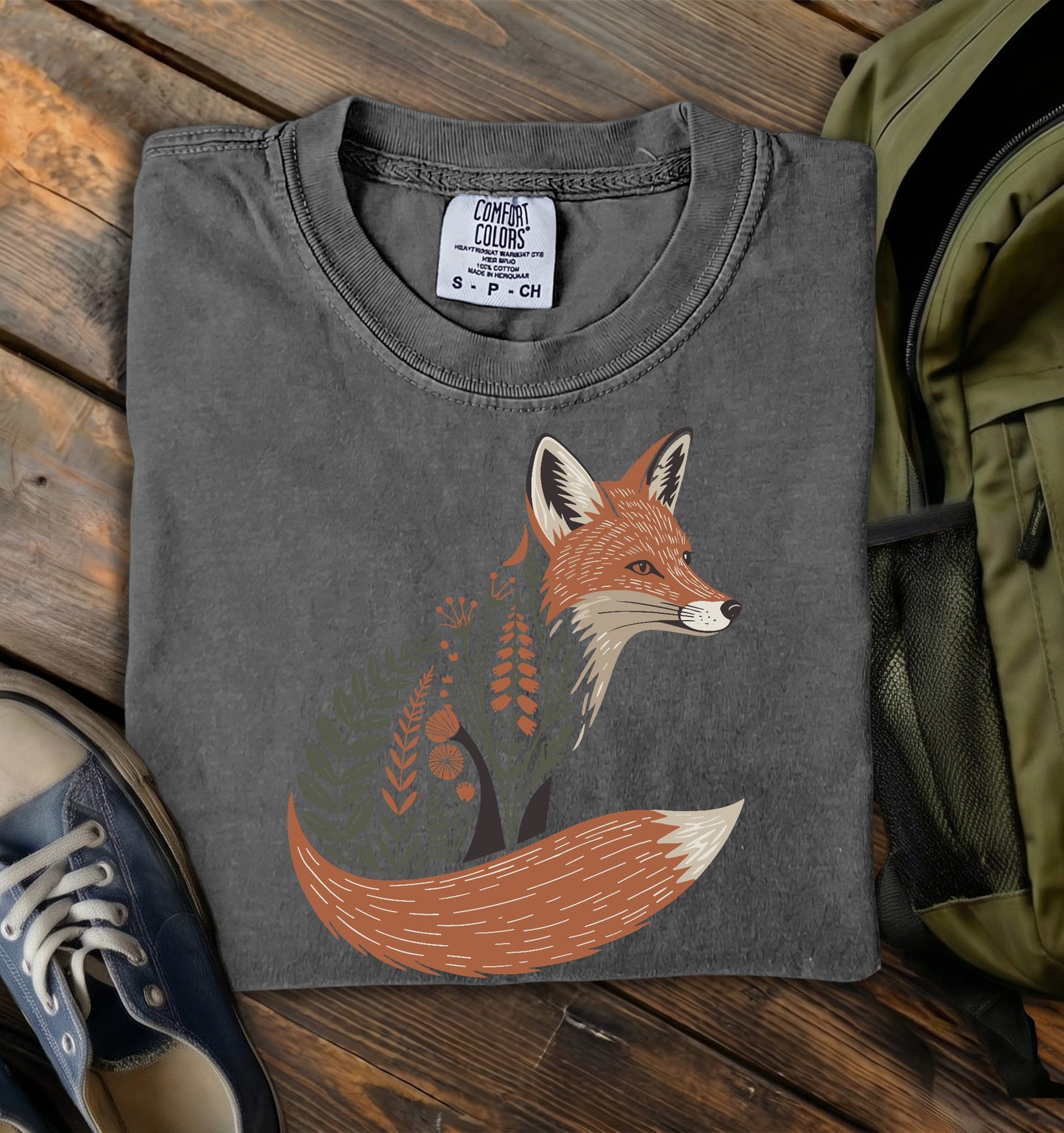 Floral Fox Comfort Colors T-Shirt