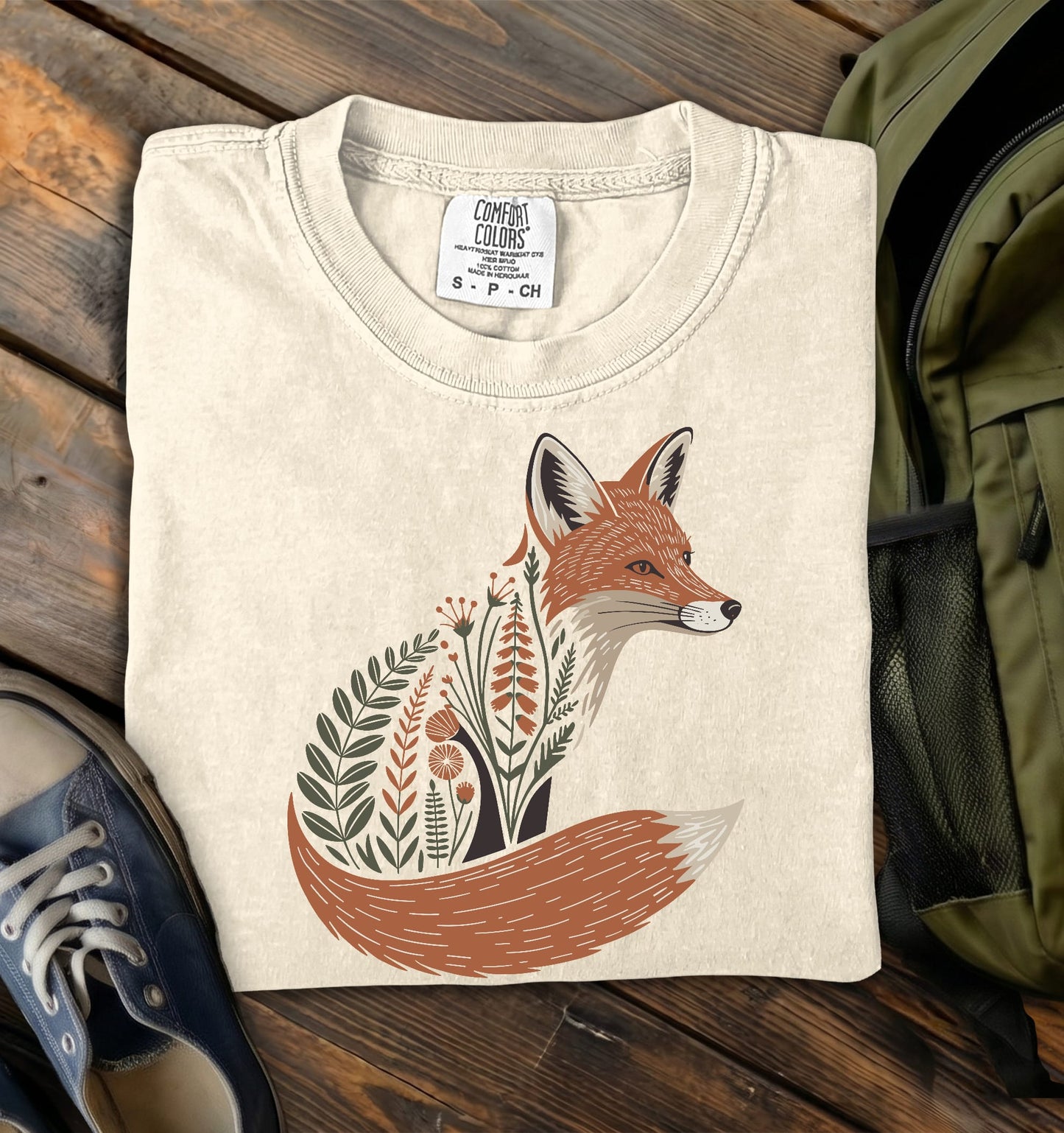 Floral Fox Comfort Colors T-Shirt