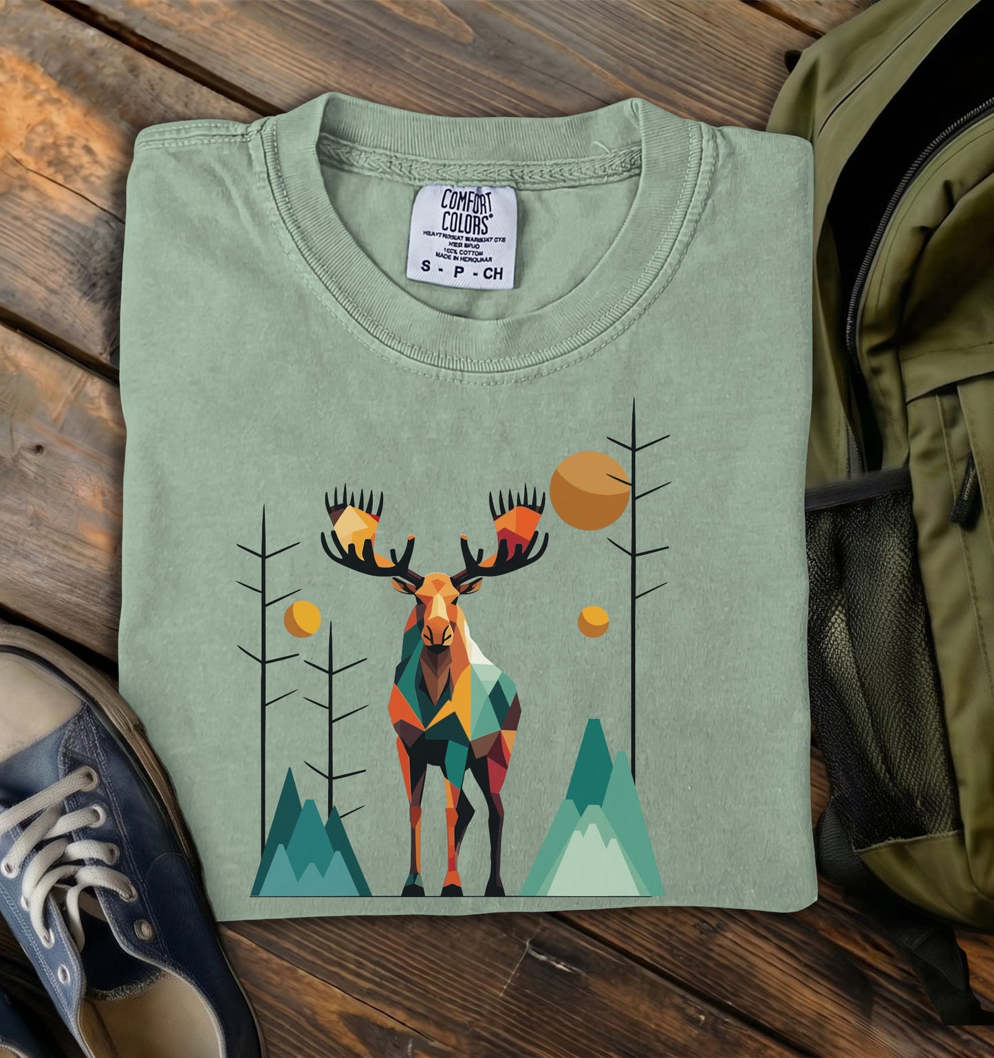 Geometric Moose Comfort Colors T-Shirt