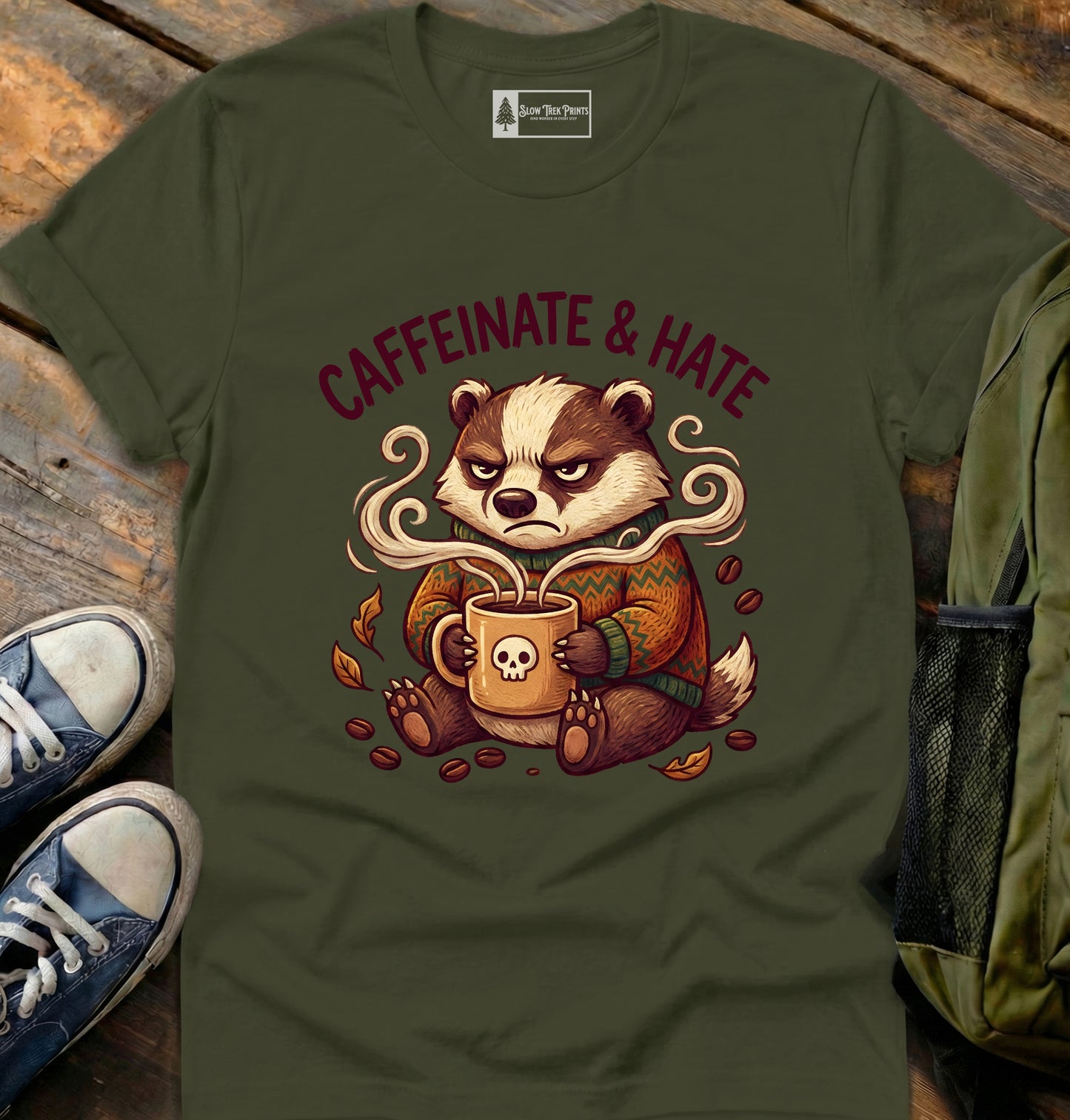Caffeinated Badger T-Shirt