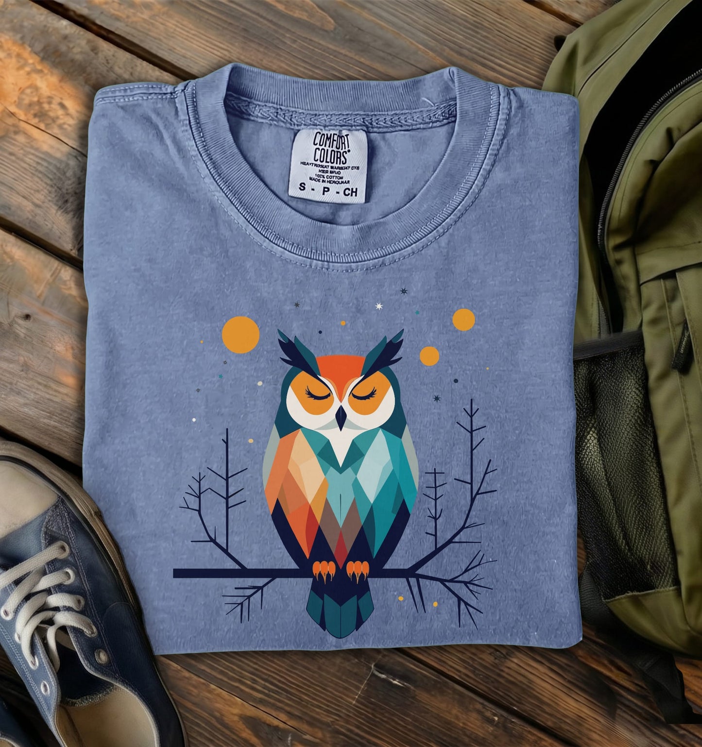 Geometric Owl Comfort Colors T-Shirt