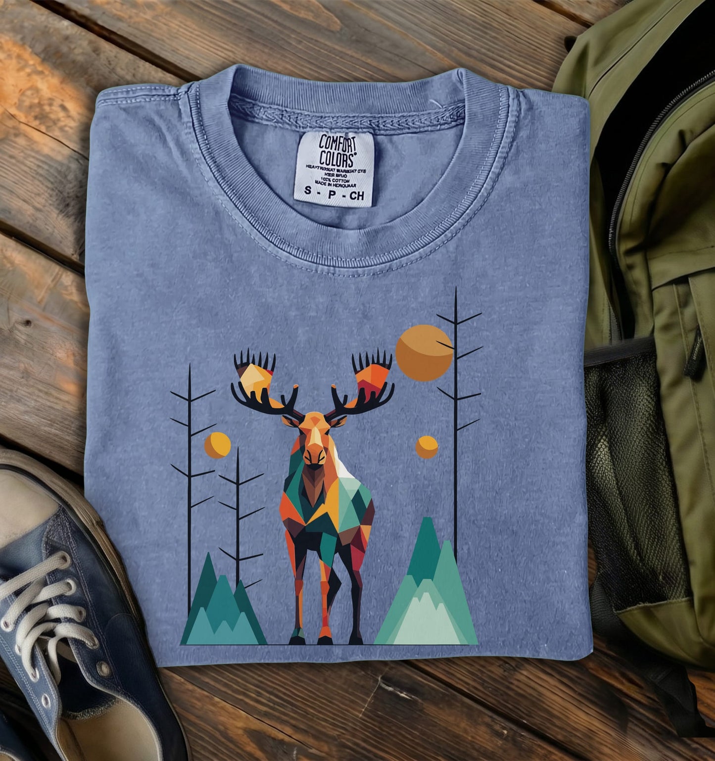Geometric Moose Comfort Colors T-Shirt