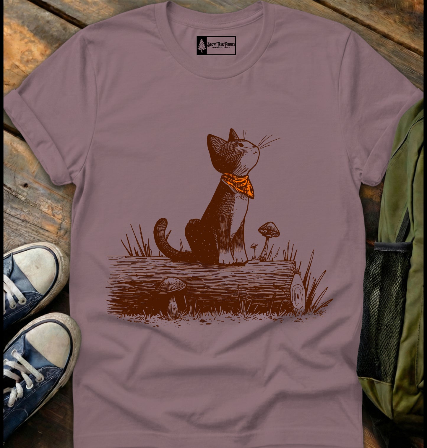 Cat & Log T-Shirt