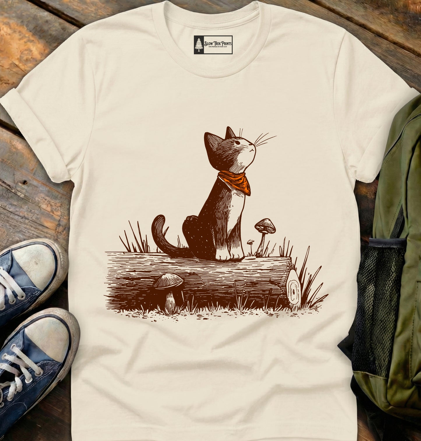 Cat & Log T-Shirt
