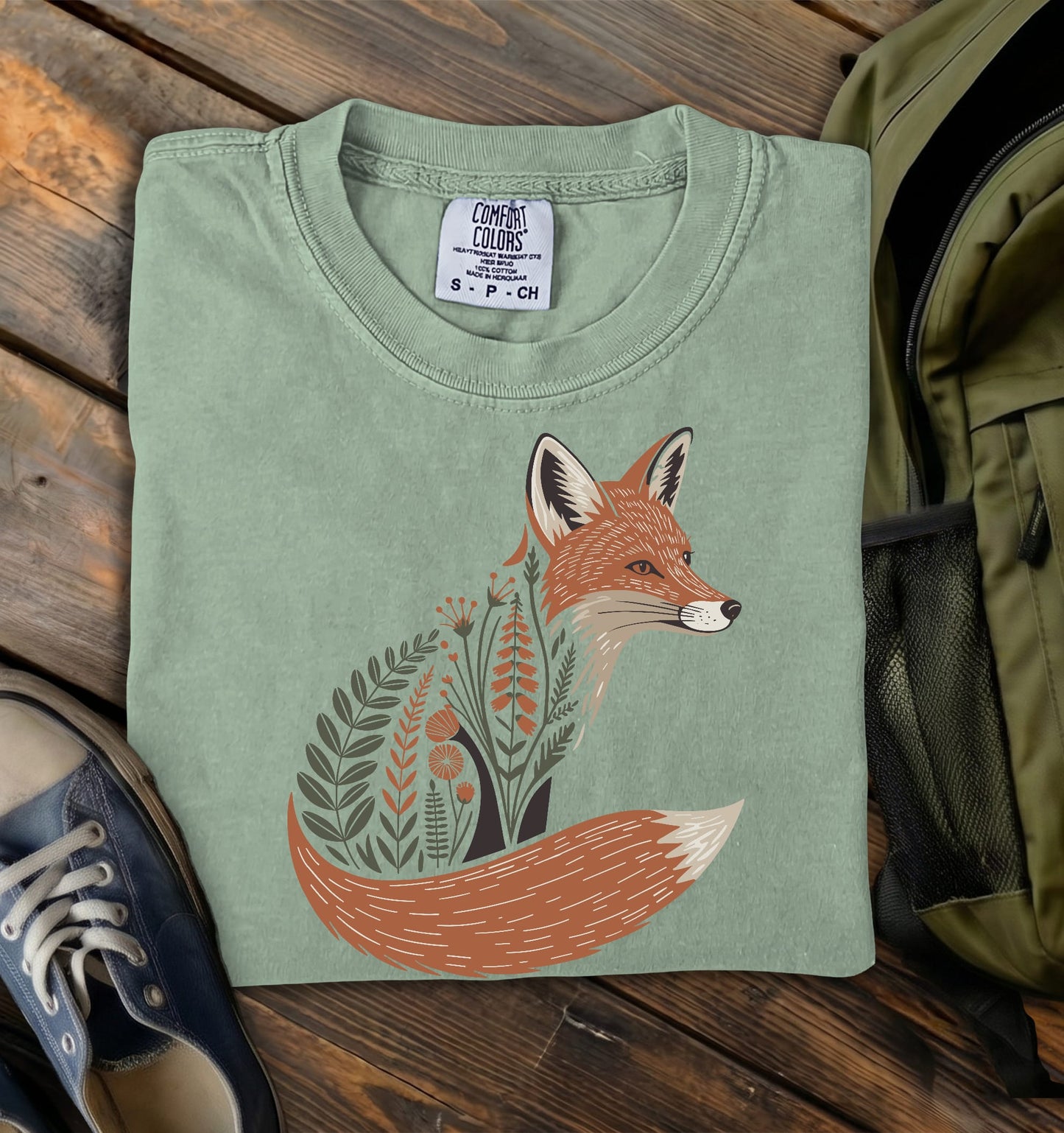 Floral Fox Comfort Colors T-Shirt