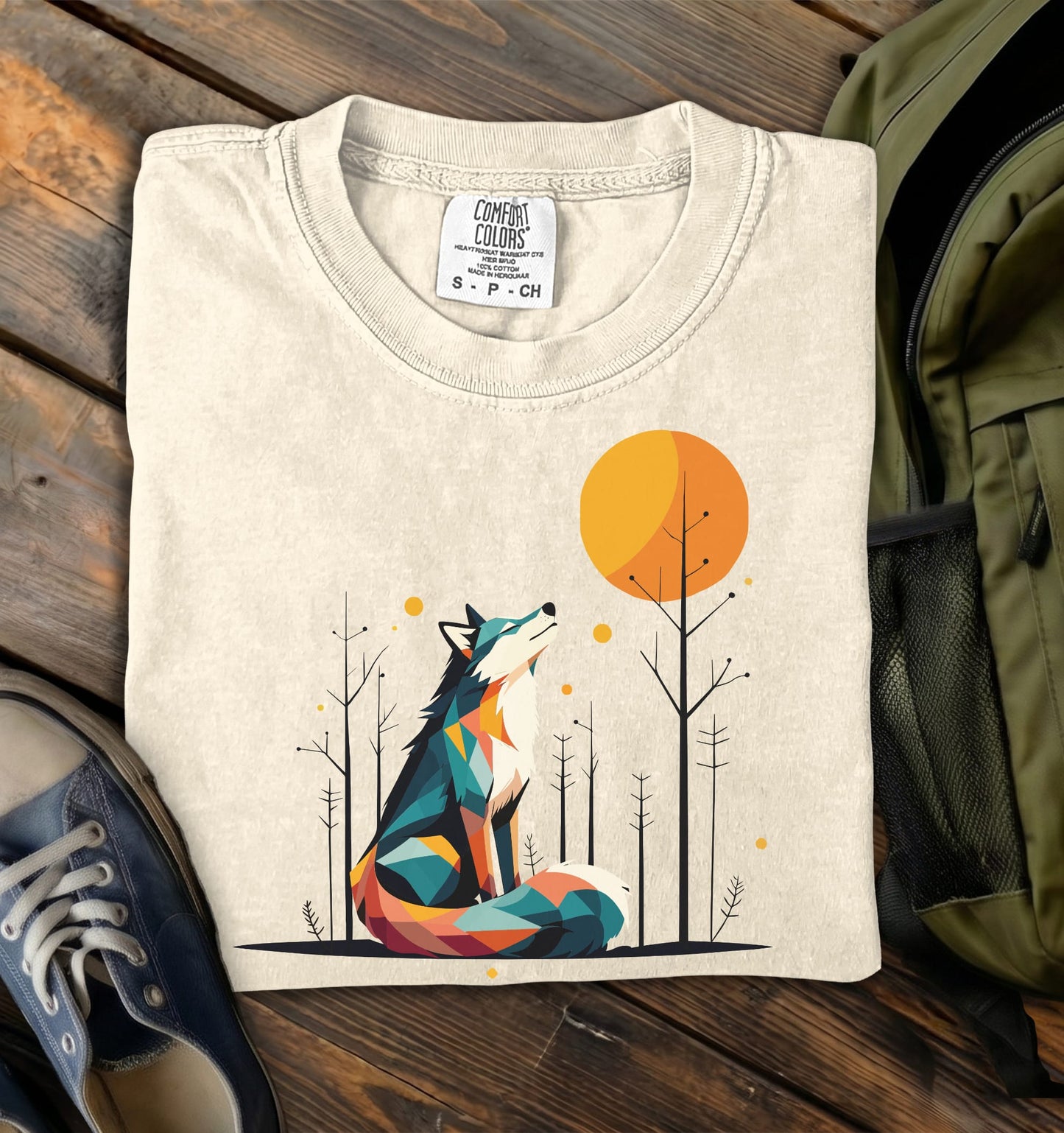 Geometric Wolf Comfort Colors T-Shirt