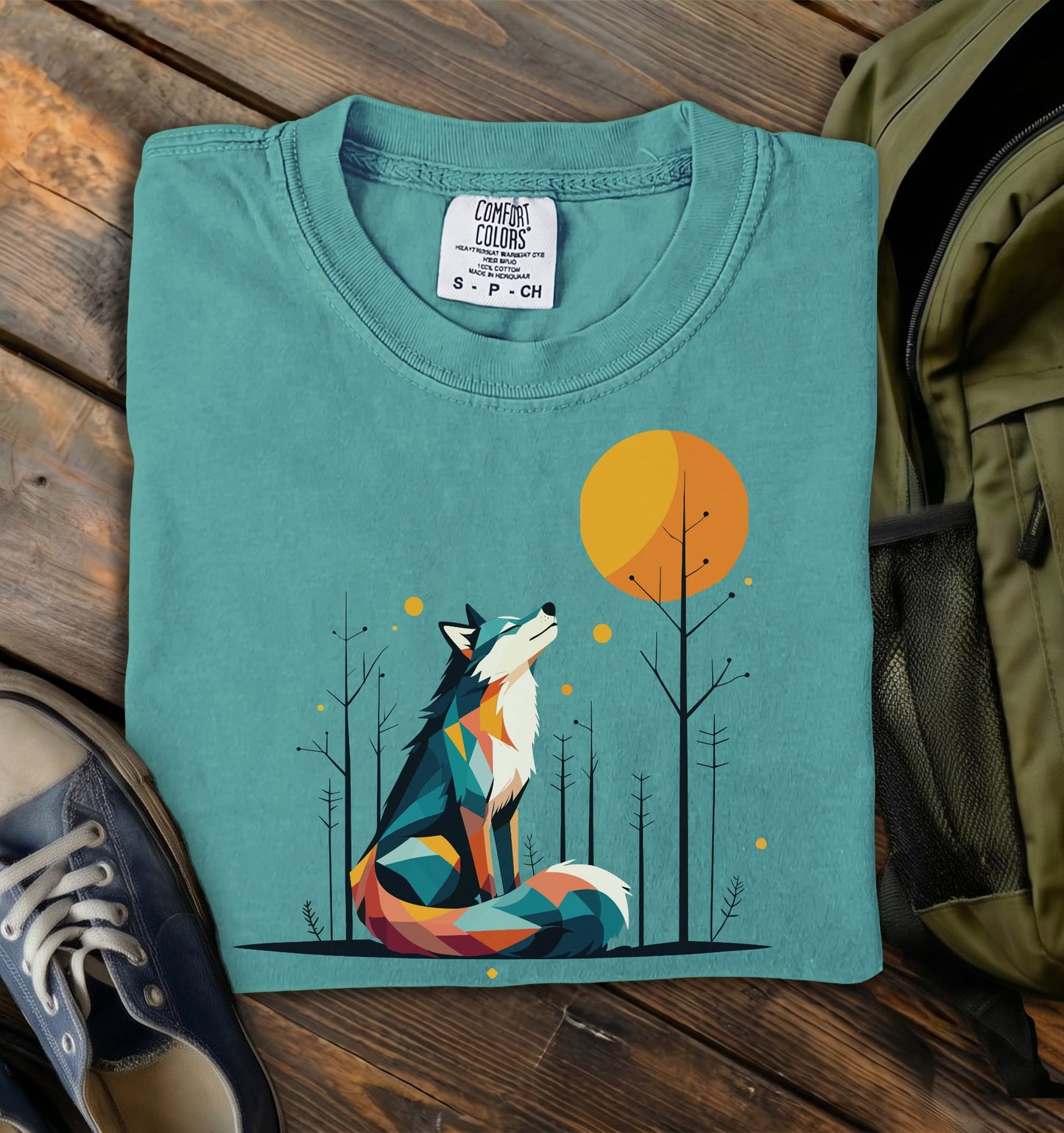 Geometric Wolf Comfort Colors T-Shirt
