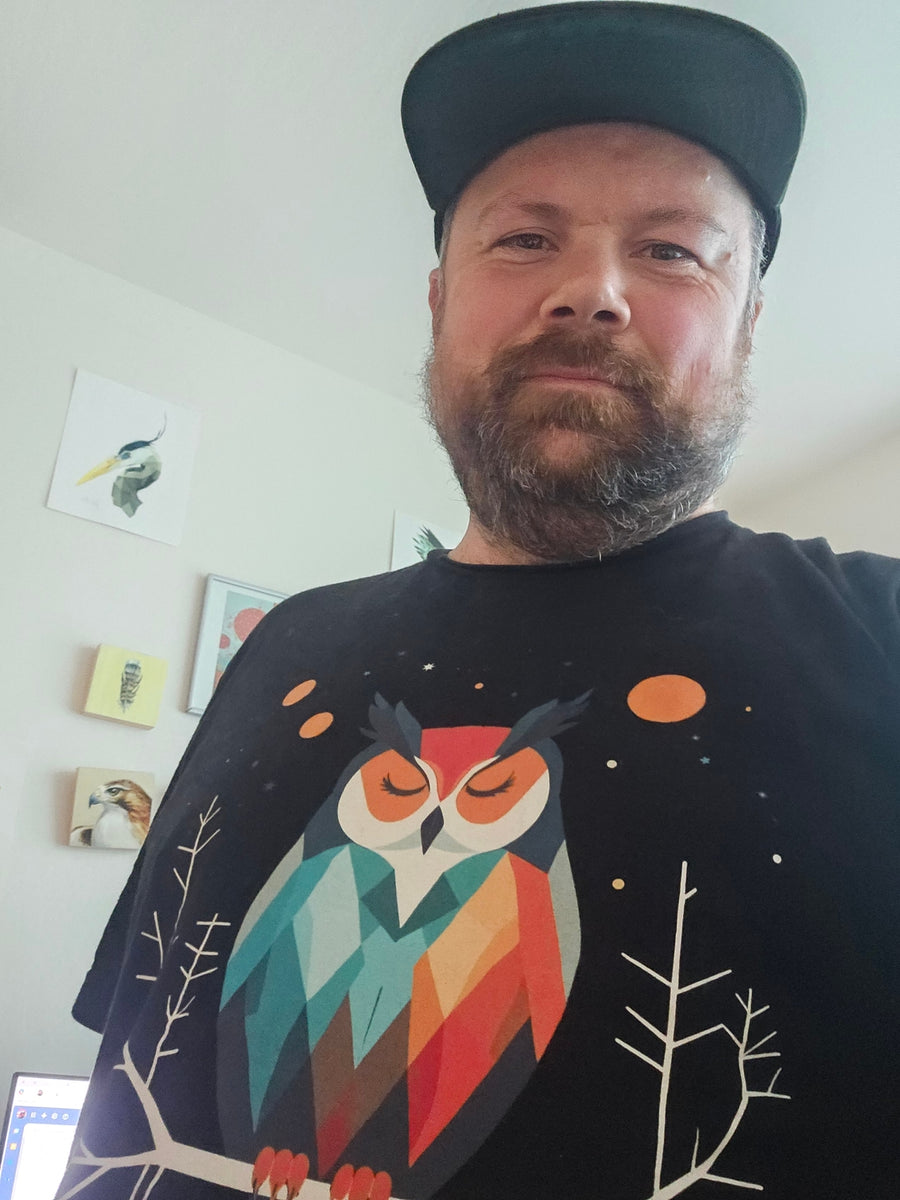 Customer wearing a Slow Trek tee