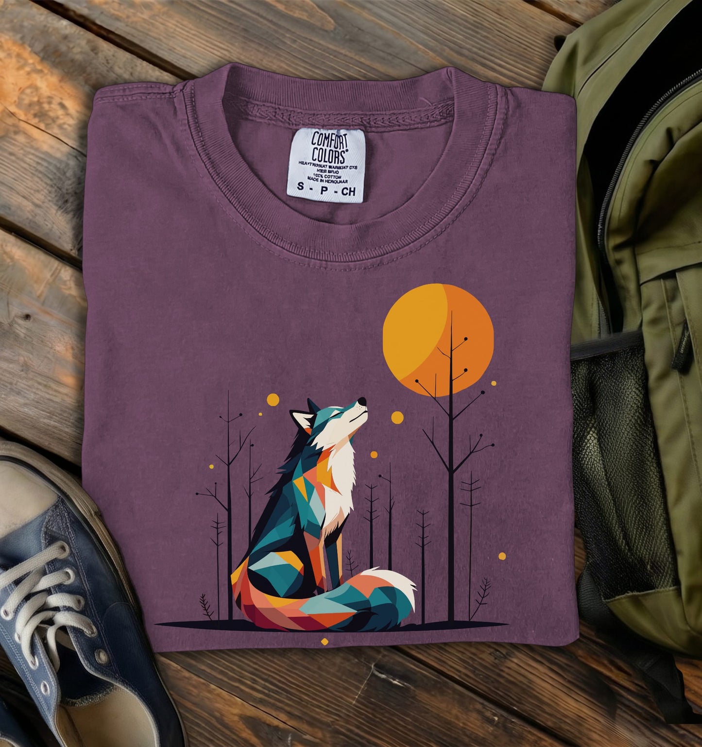 Geometric Wolf Comfort Colors T-Shirt