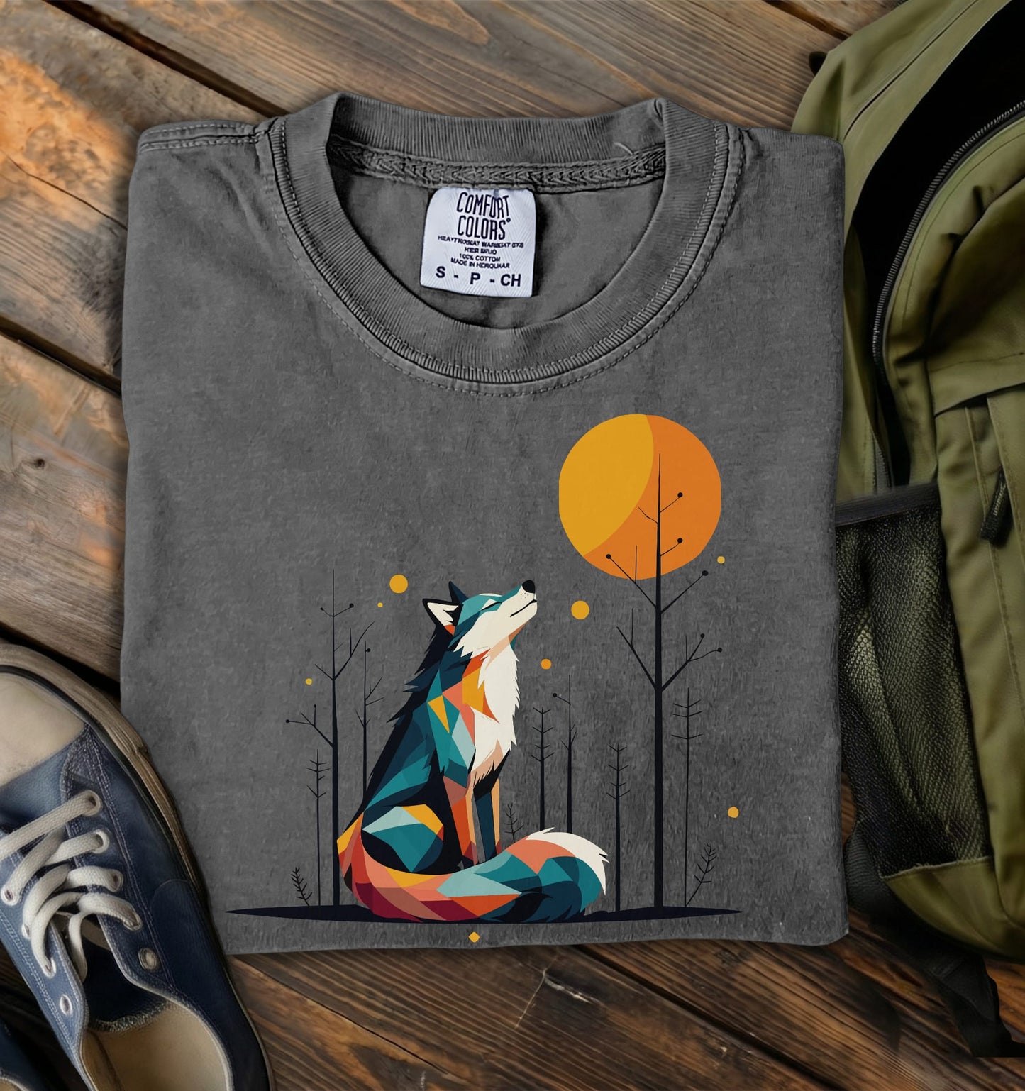 Geometric Wolf Comfort Colors T-Shirt