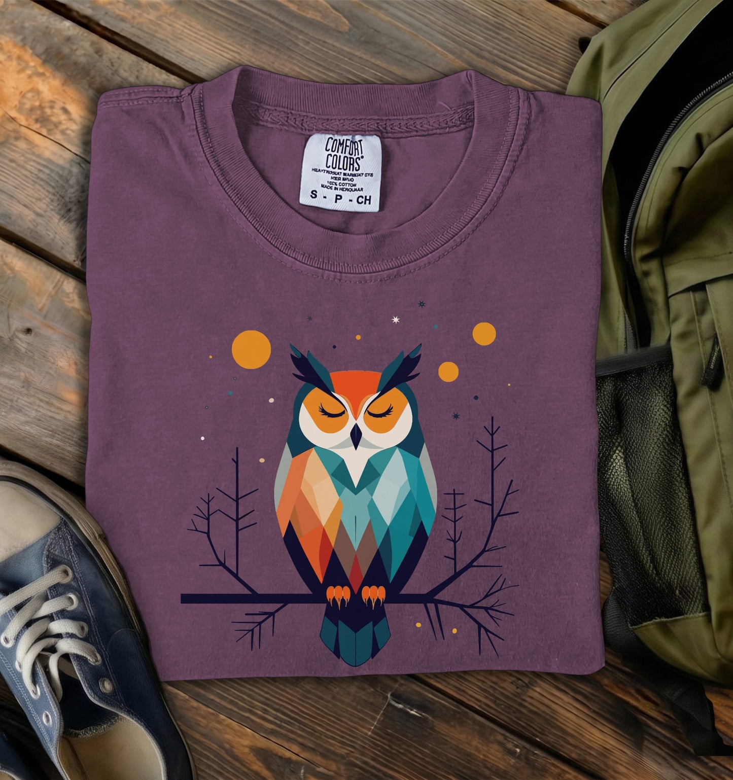 Geometric Owl Comfort Colors T-Shirt