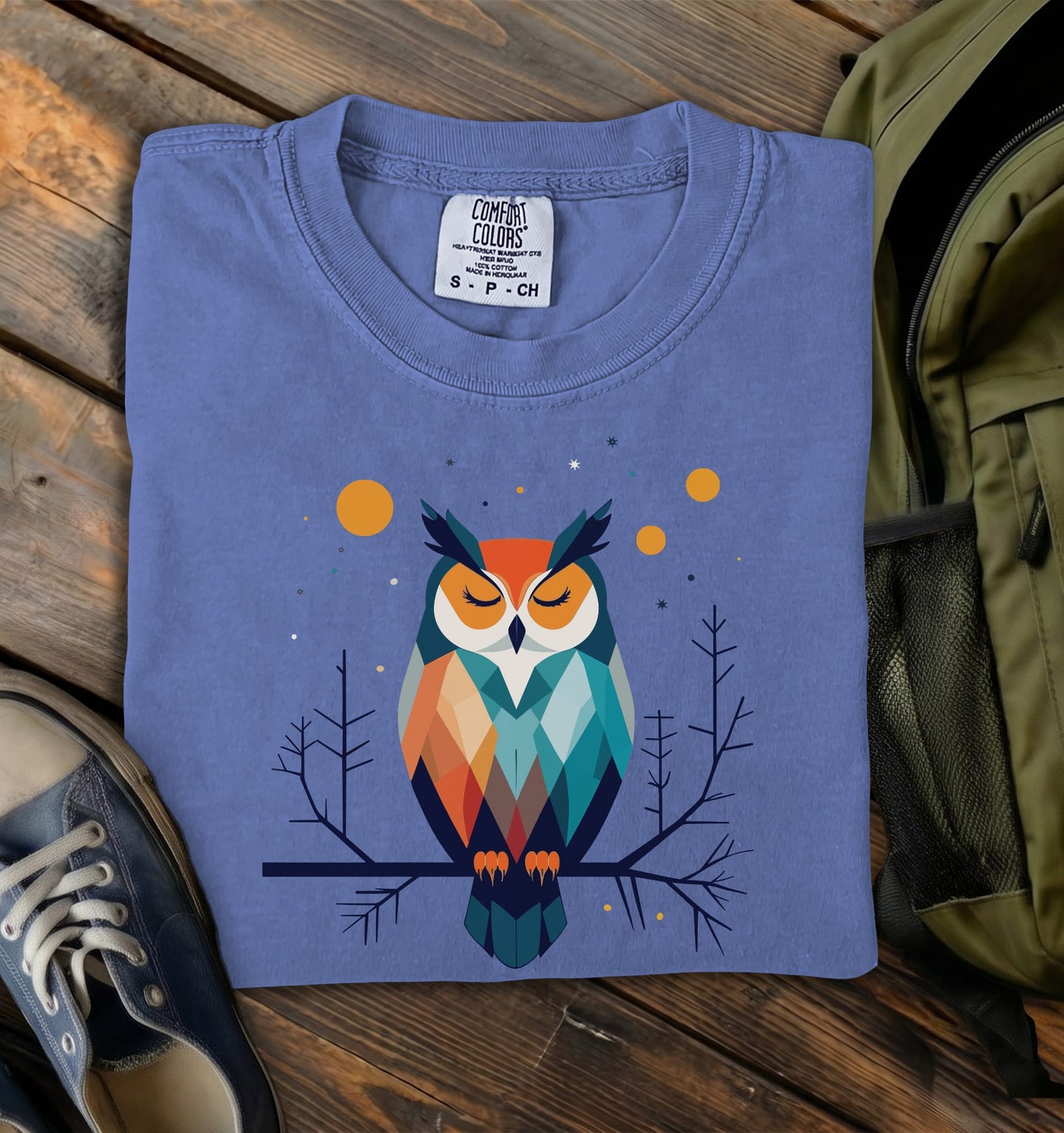 Geometric Owl Comfort Colors T-Shirt