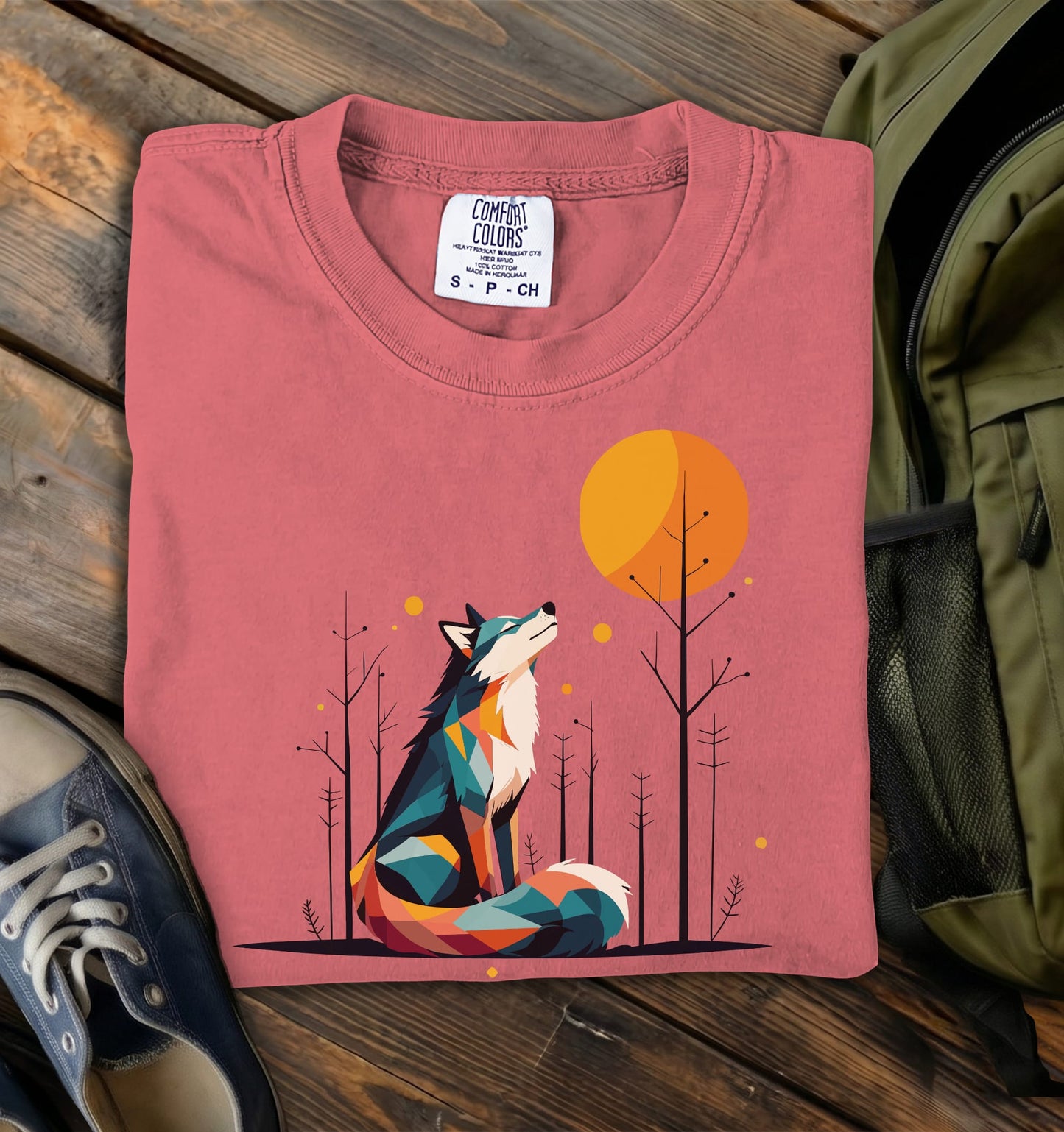 Geometric Wolf Comfort Colors T-Shirt