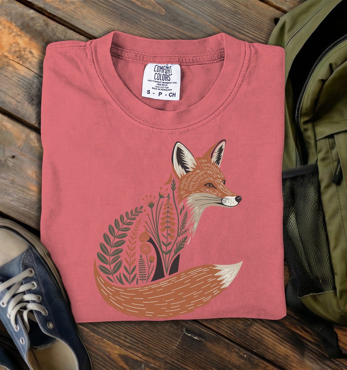 Floral Fox Comfort Colors T-Shirt