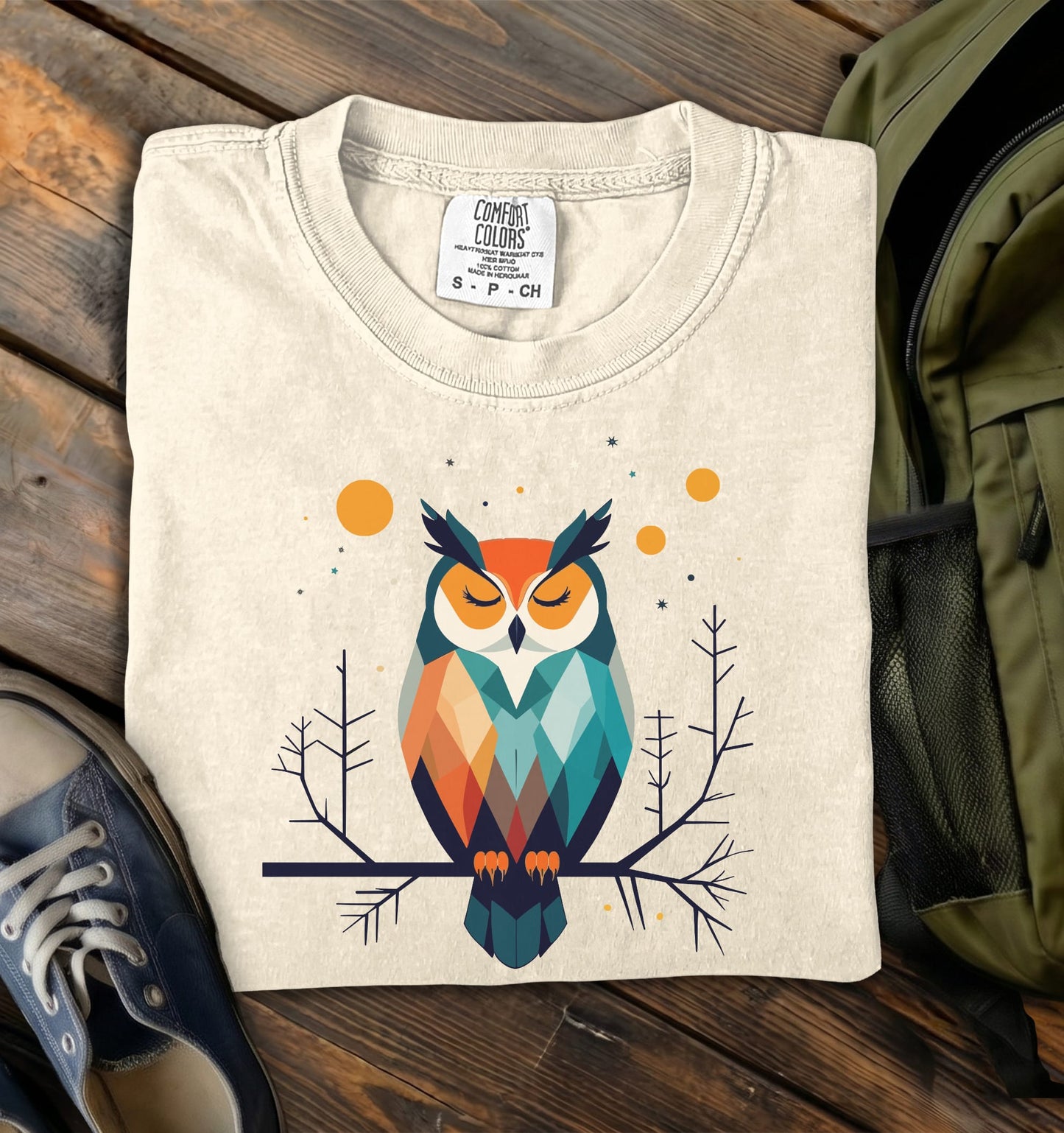 Geometric Owl Comfort Colors T-Shirt