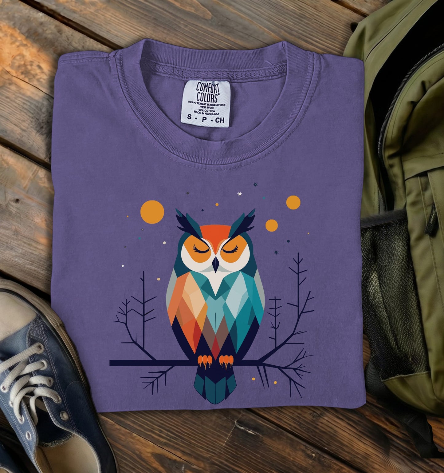 Geometric Owl Comfort Colors T-Shirt