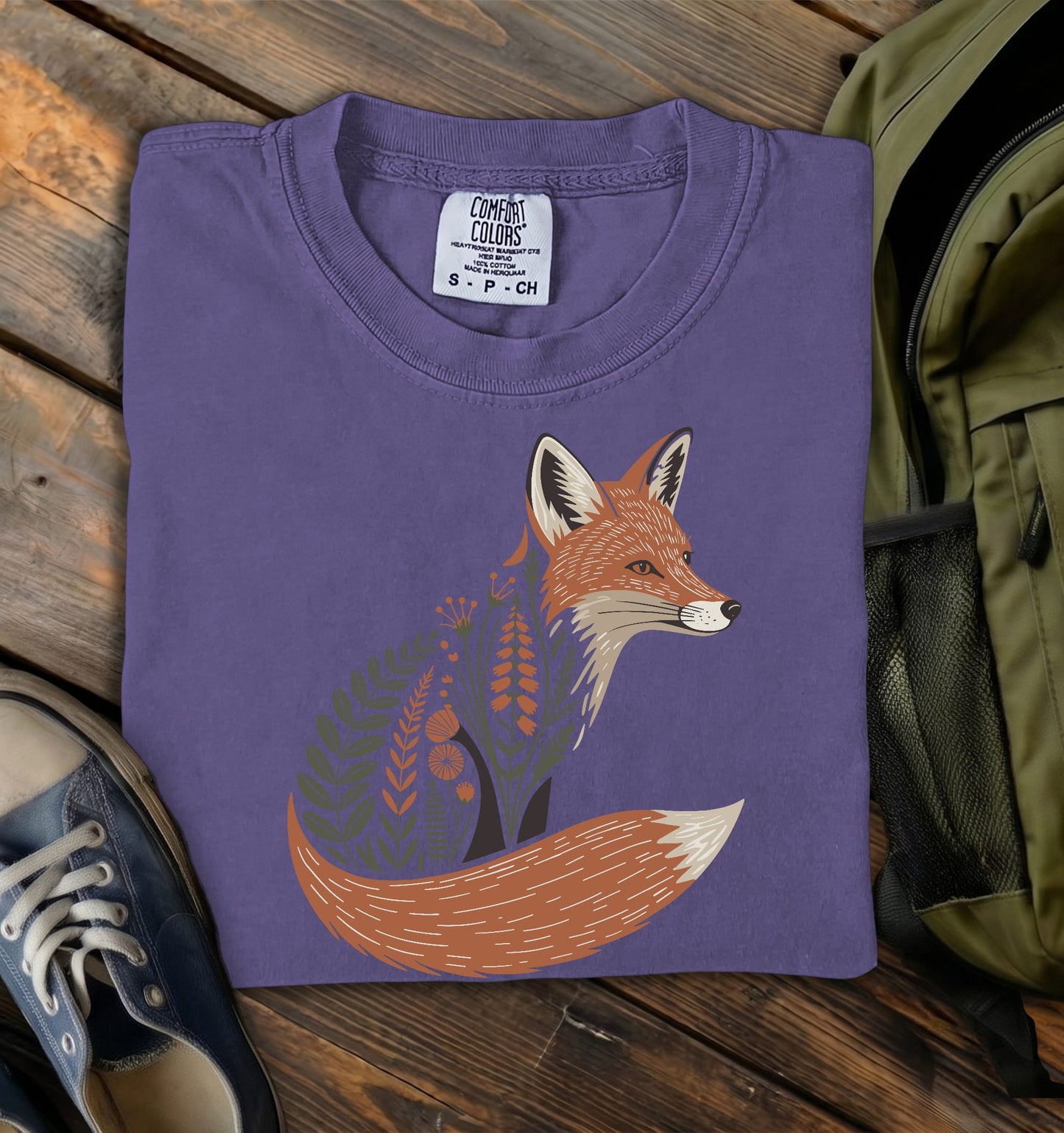 Floral Fox Comfort Colors T-Shirt
