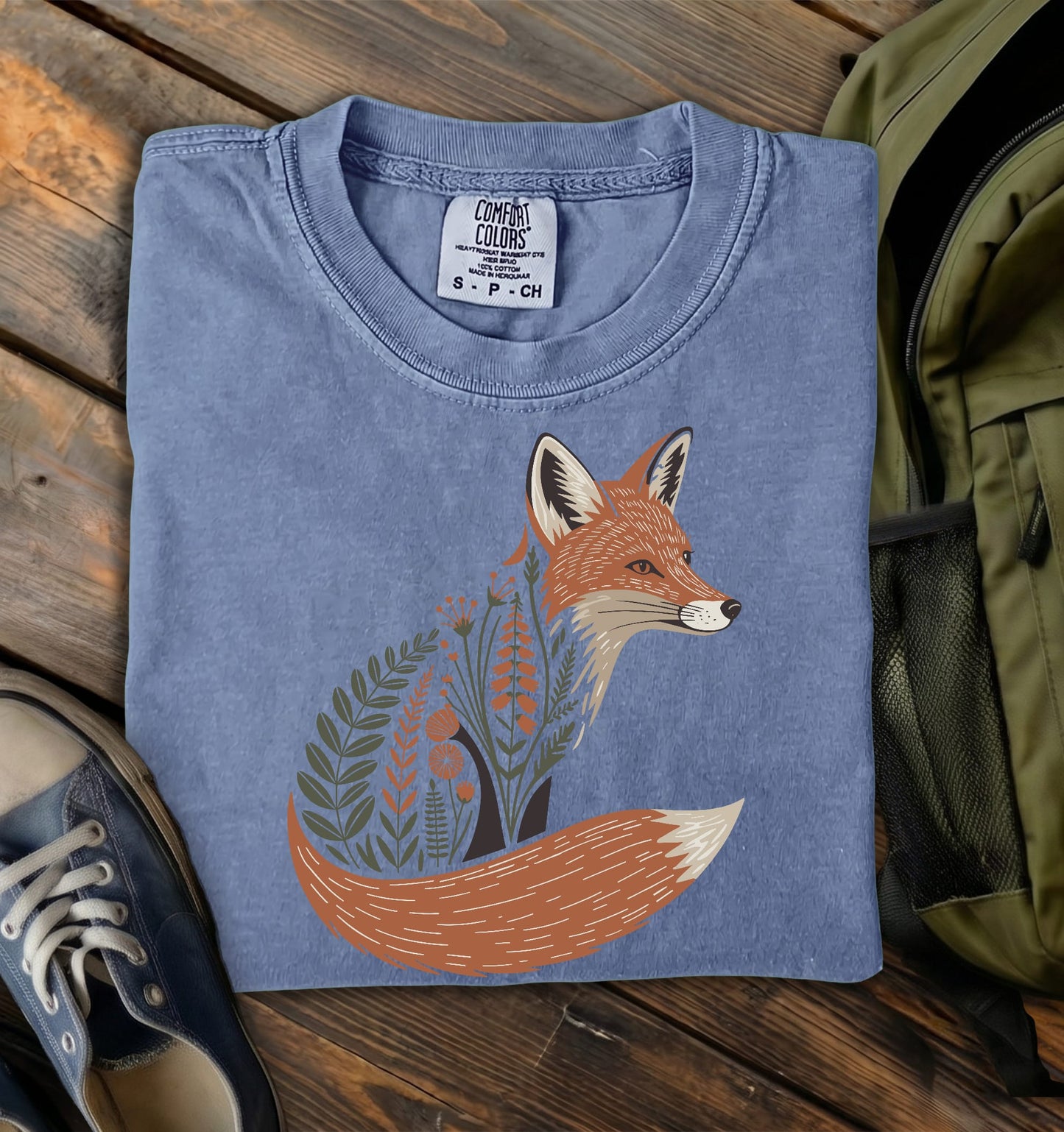 Floral Fox Comfort Colors T-Shirt