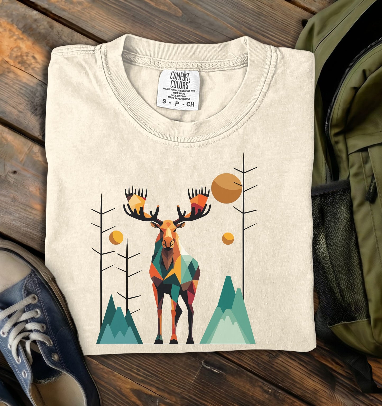 Geometric Moose Comfort Colors T-Shirt