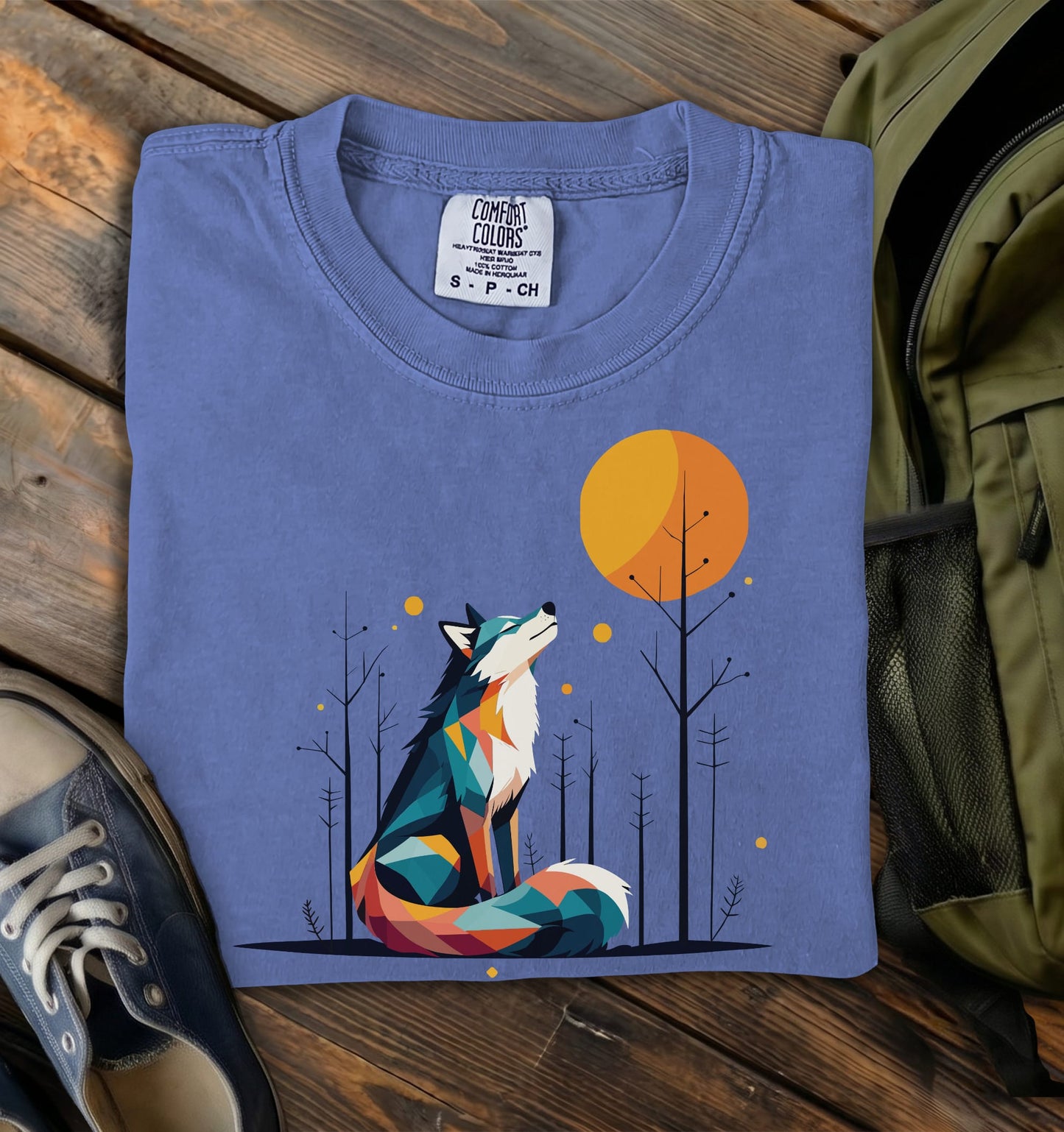 Geometric Wolf Comfort Colors T-Shirt