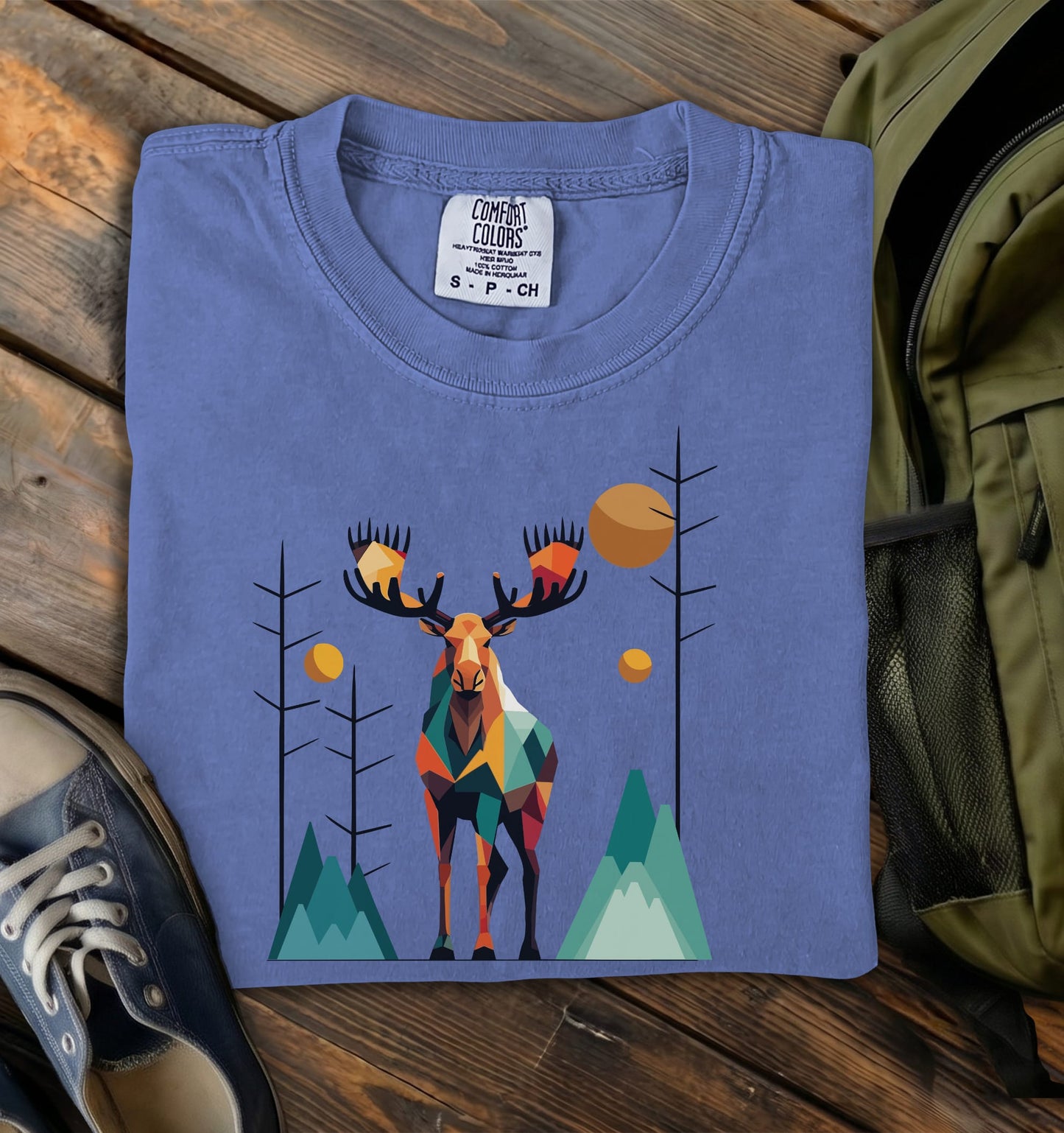 Geometric Moose Comfort Colors T-Shirt