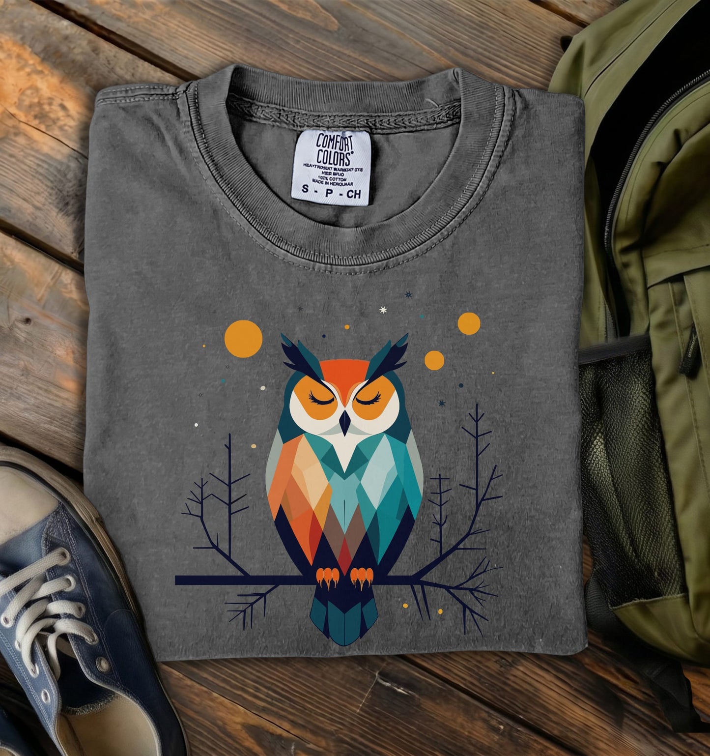 Geometric Owl Comfort Colors T-Shirt