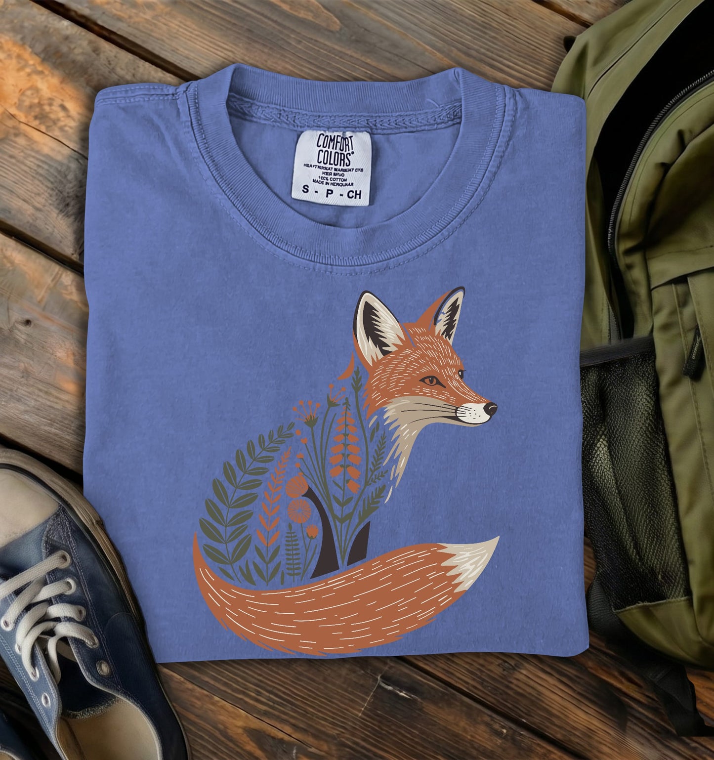 Floral Fox Comfort Colors T-Shirt
