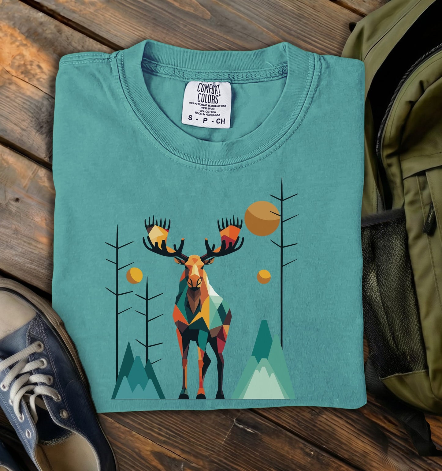 Geometric Moose Comfort Colors T-Shirt