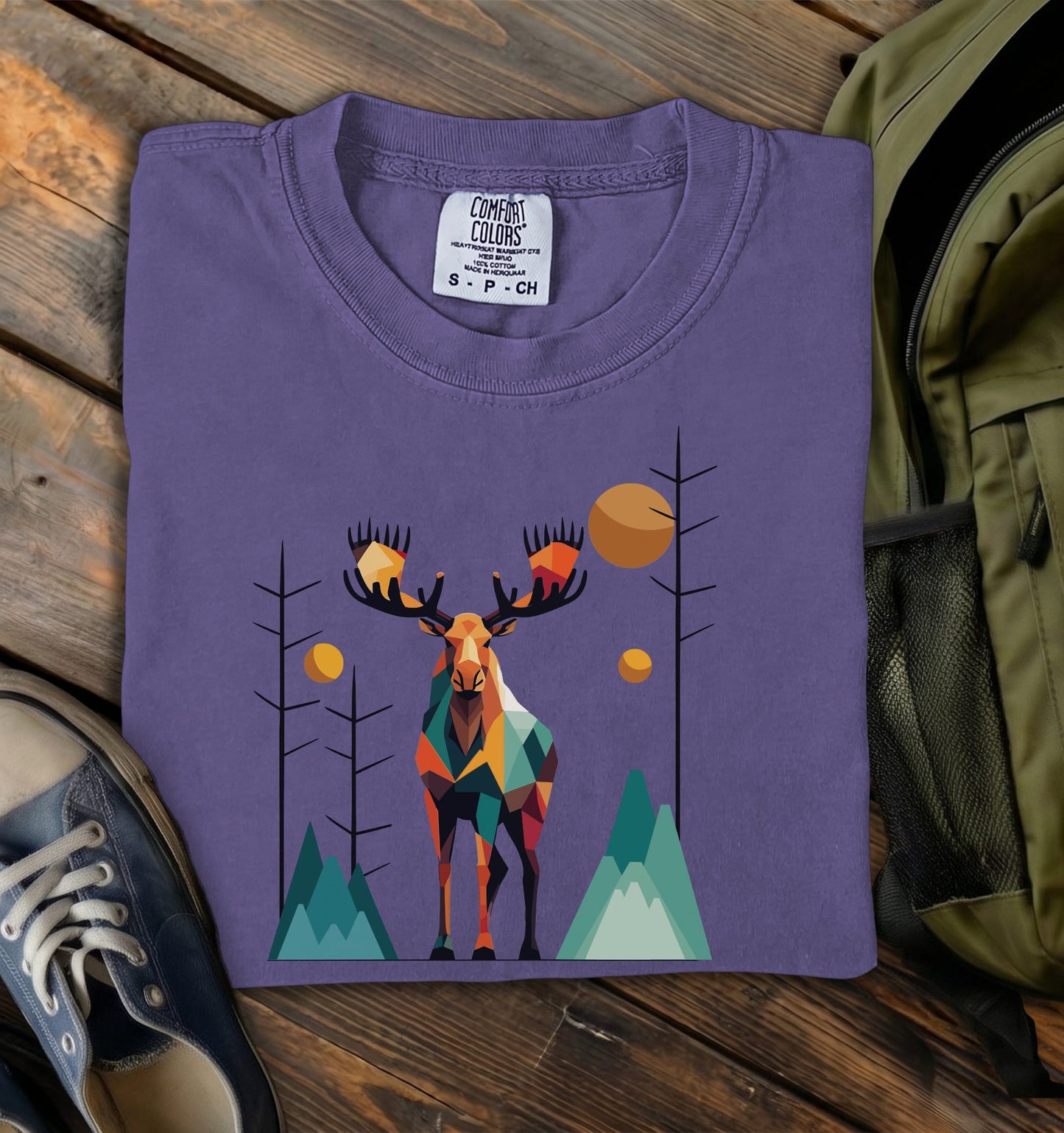 Geometric Moose Comfort Colors T-Shirt