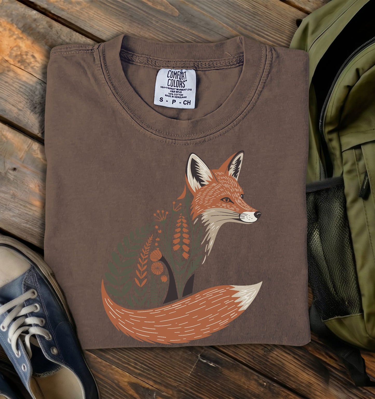 Floral Fox Comfort Colors T-Shirt