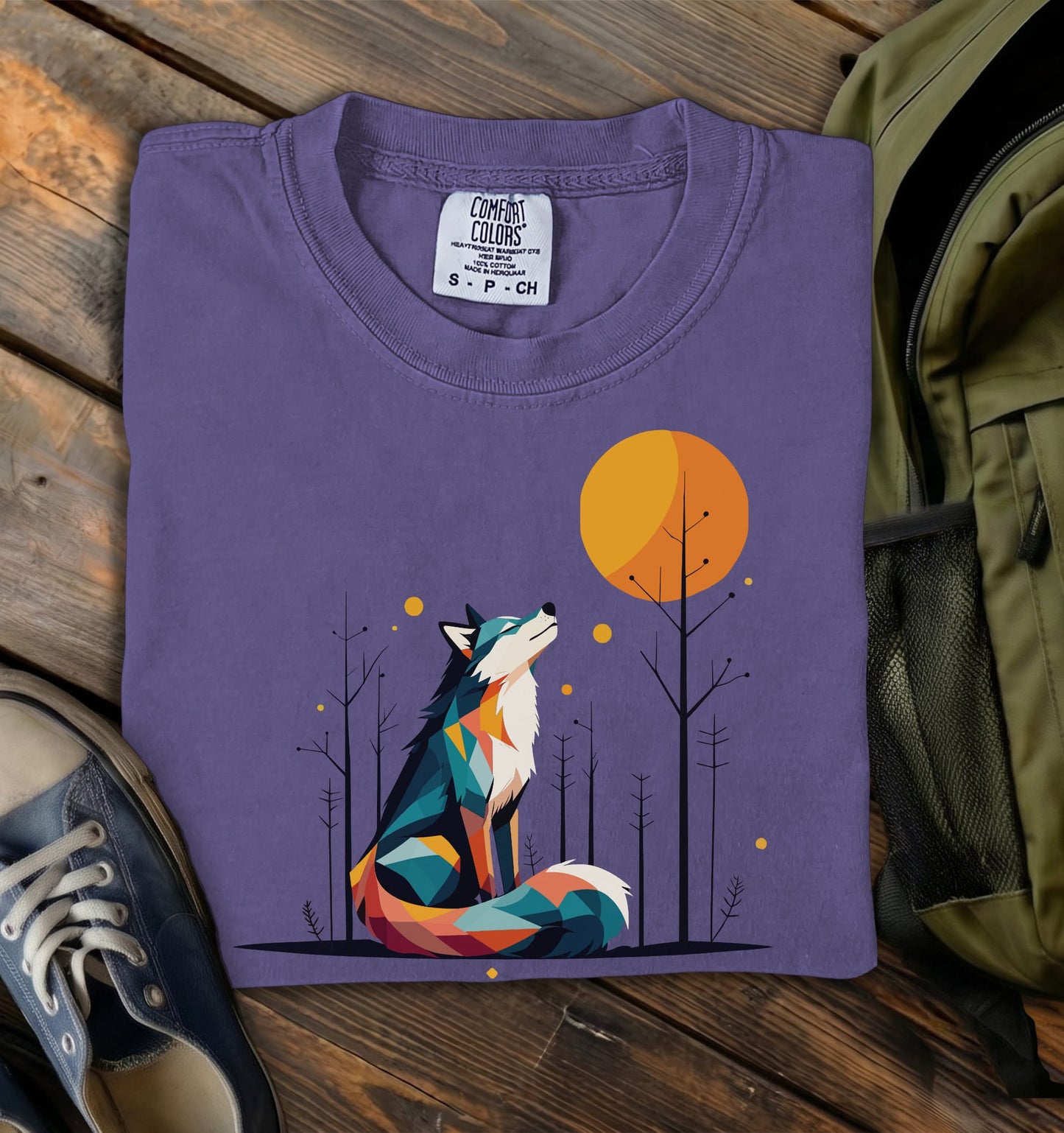 Geometric Wolf Comfort Colors T-Shirt