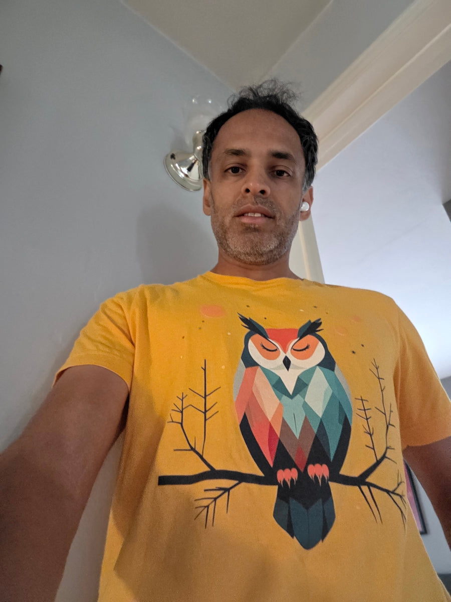 Customer wearing a Slow Trek tee