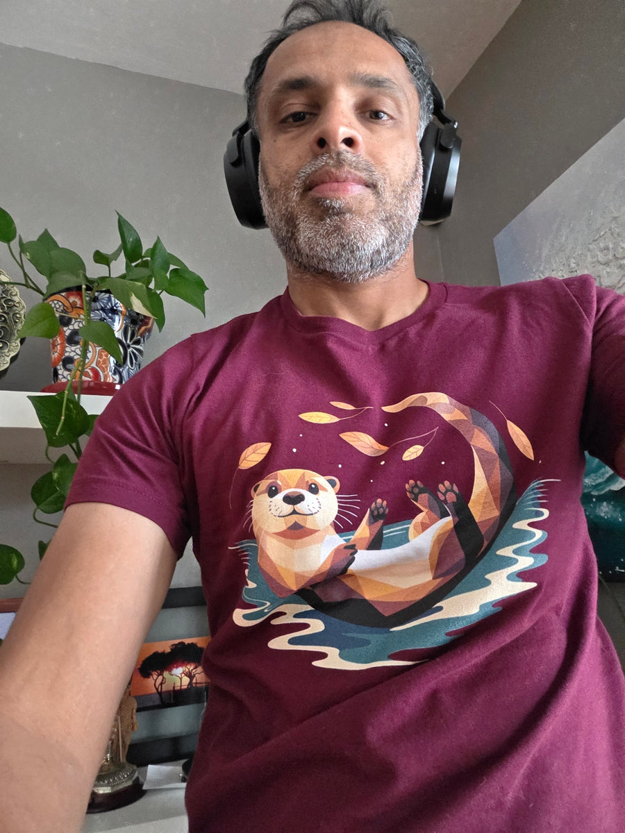 Customer wearing a Slow Trek tee